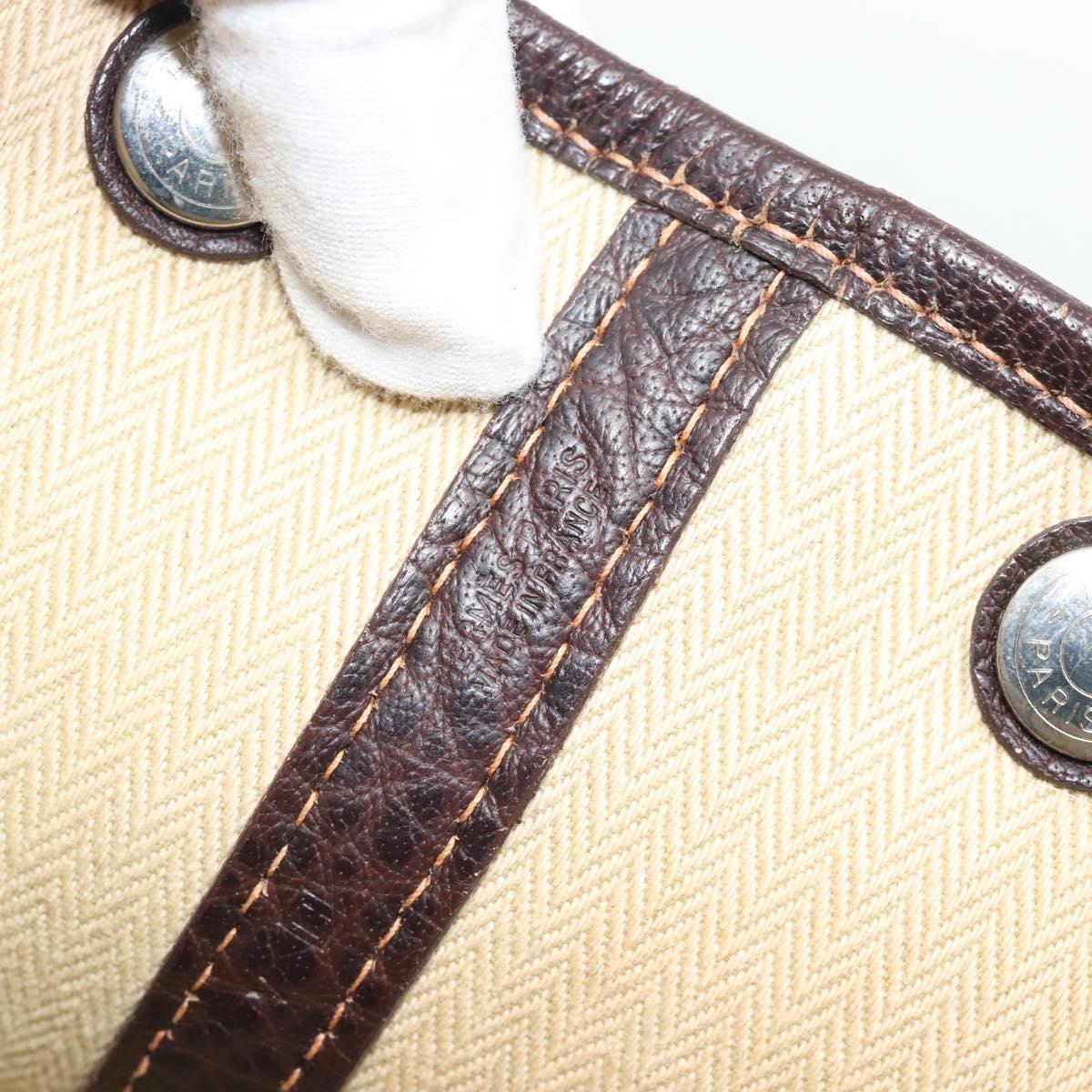 HERMES Garden Party PM Hand Bag Leather Amazonia Brown Silver Auth bs36685