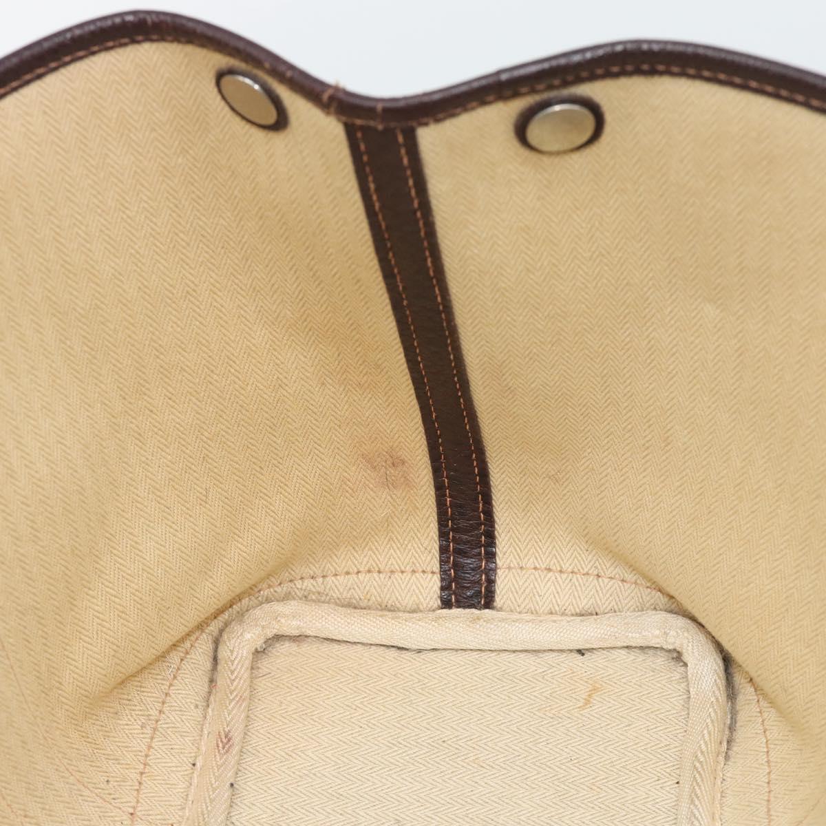 HERMES Garden Party PM Hand Bag Leather Amazonia Brown Silver Auth bs36685