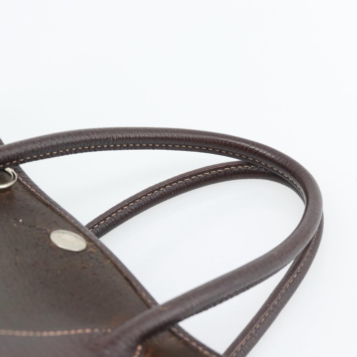 HERMES Garden Party PM Hand Bag Leather Amazonia Brown Silver Auth bs36685