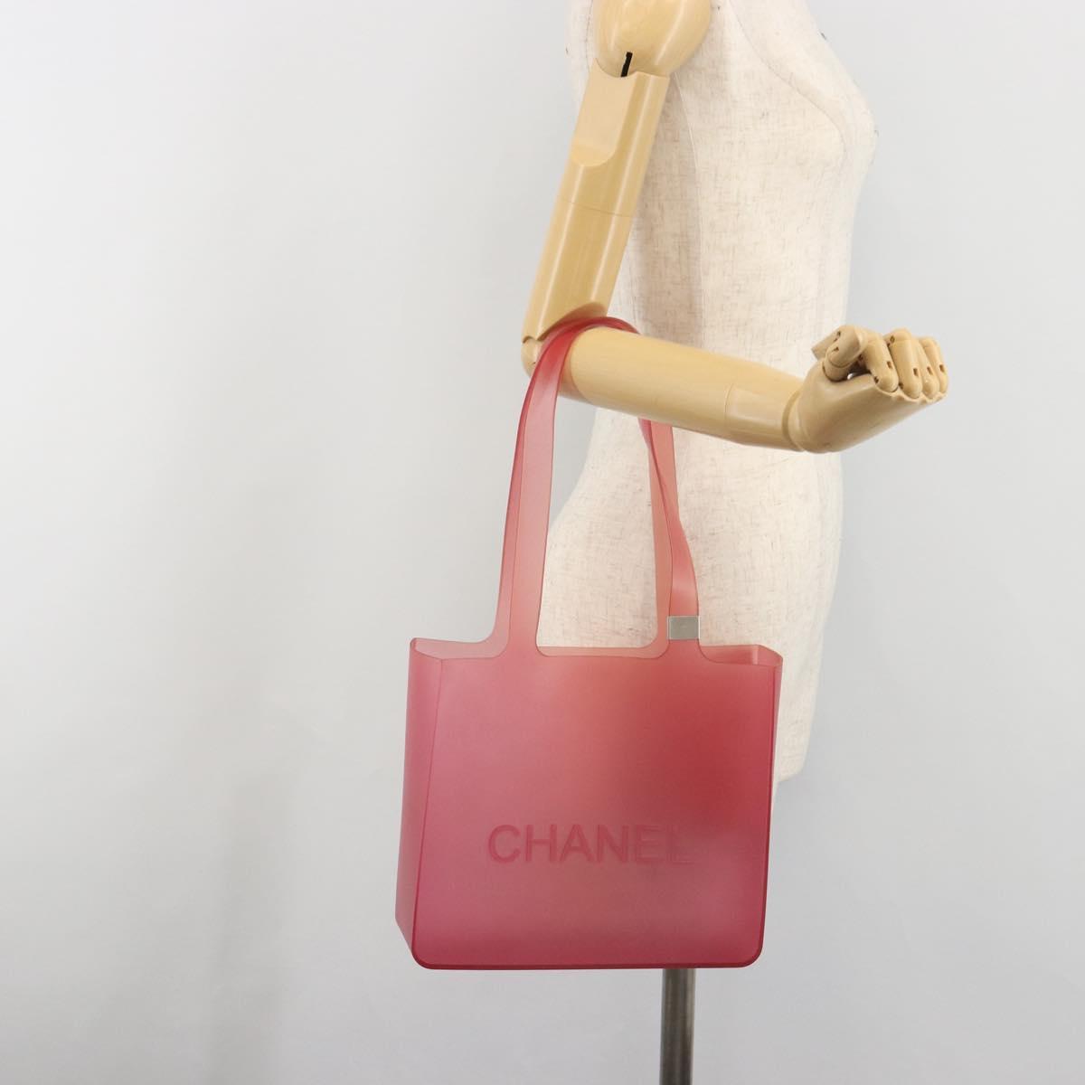 CHANEL Tote Bag Rubber Pink CC Auth bs36687