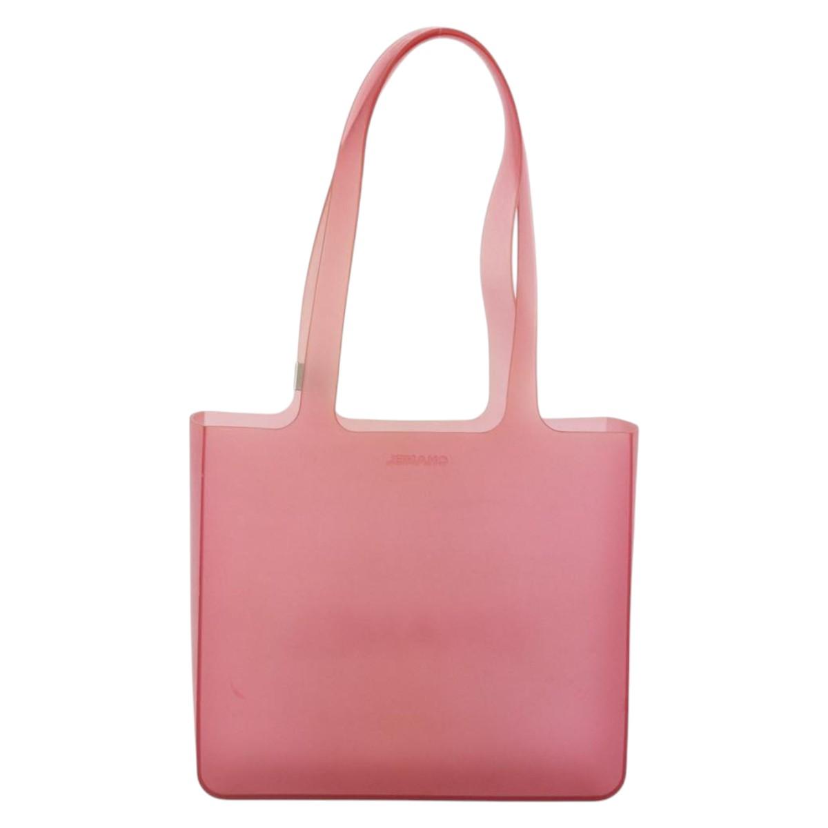 CHANEL Tote Bag Rubber Pink CC Auth bs36687