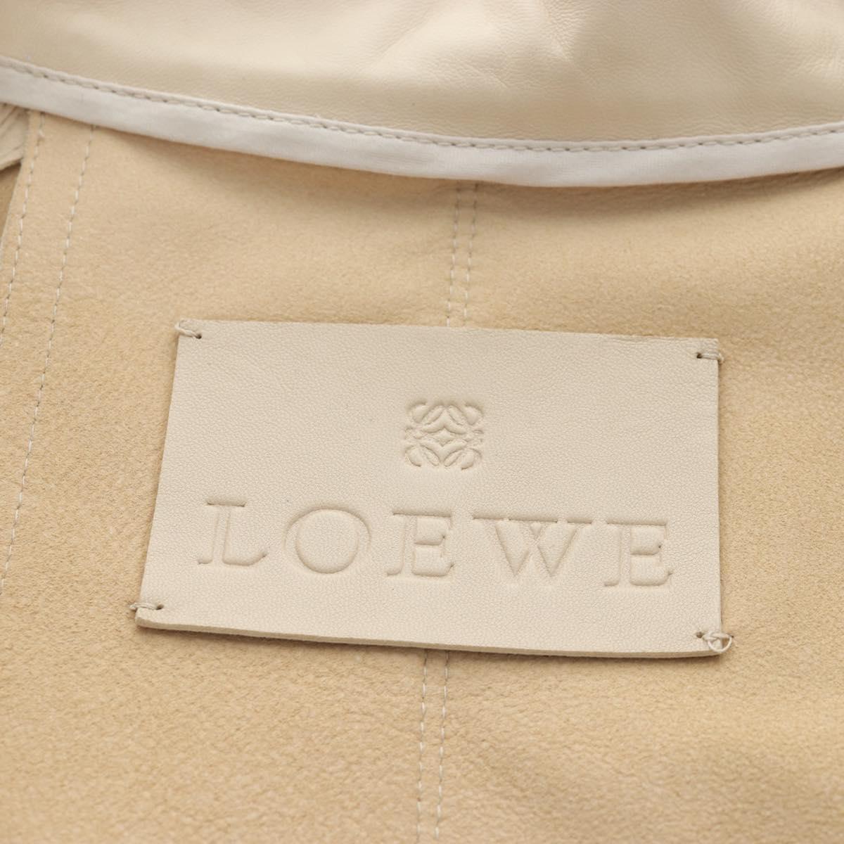 LOEWE Jacket Leather Beige Auth bs36688M