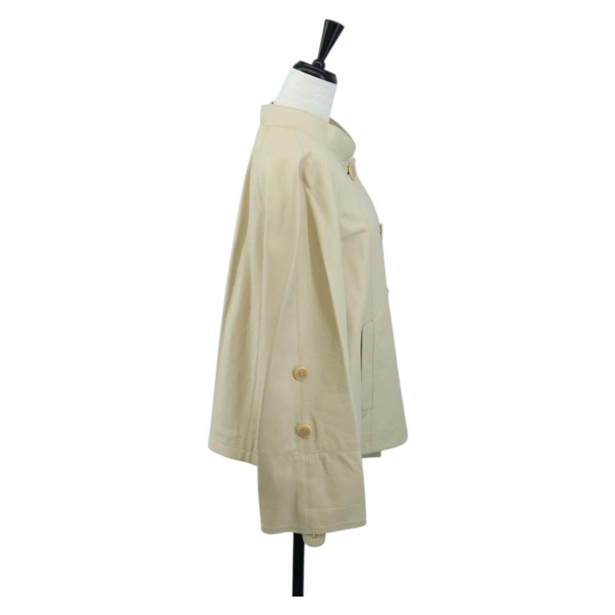 LOEWE Jacket Leather Beige Auth bs36688M