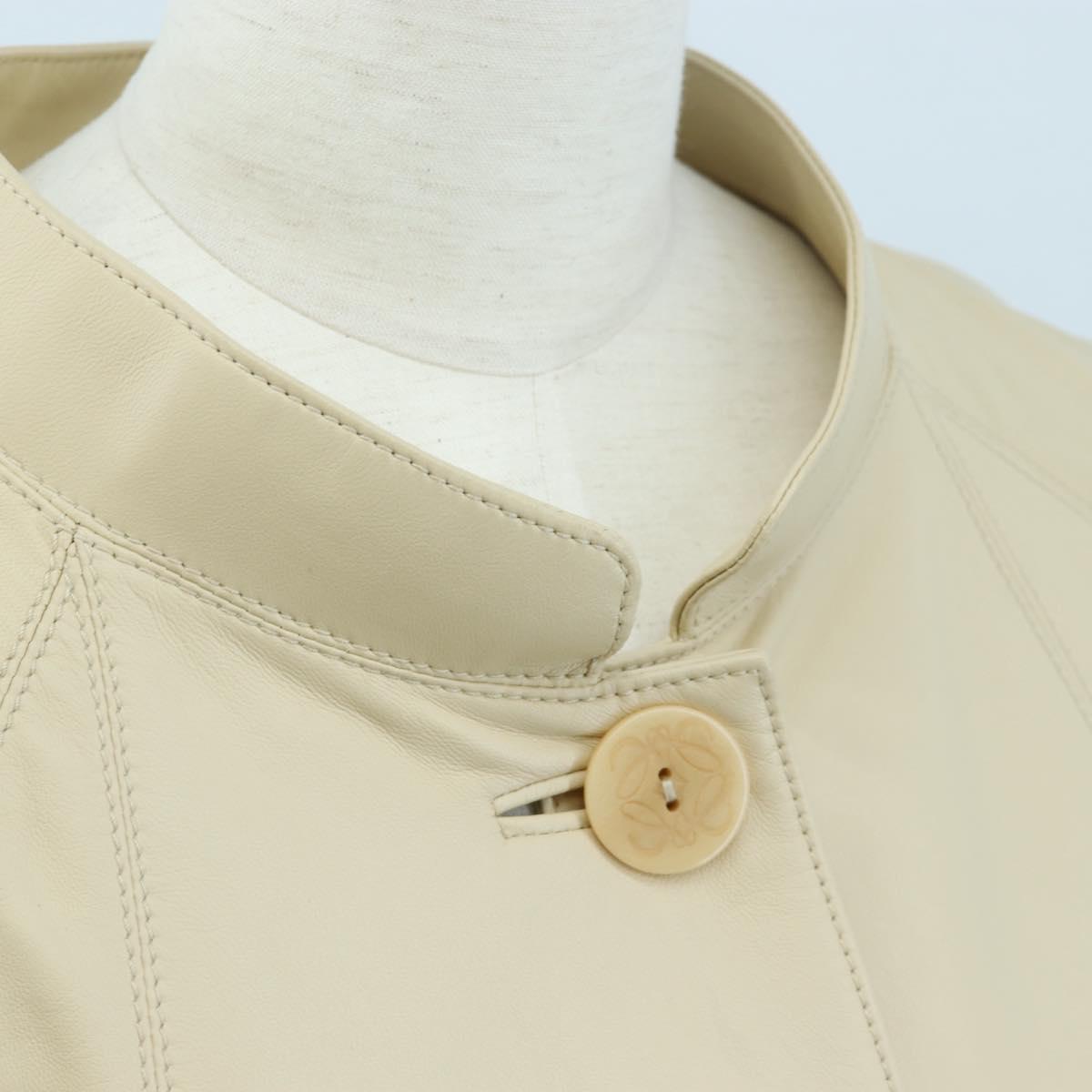LOEWE Jacket Leather Beige Auth bs36688M