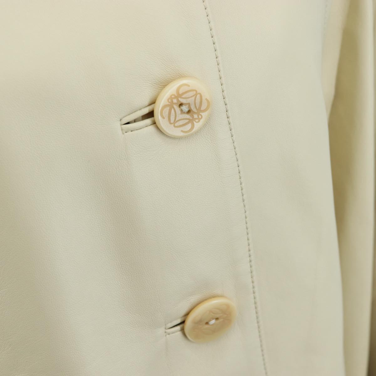 LOEWE Jacket Leather Beige Auth bs36688M