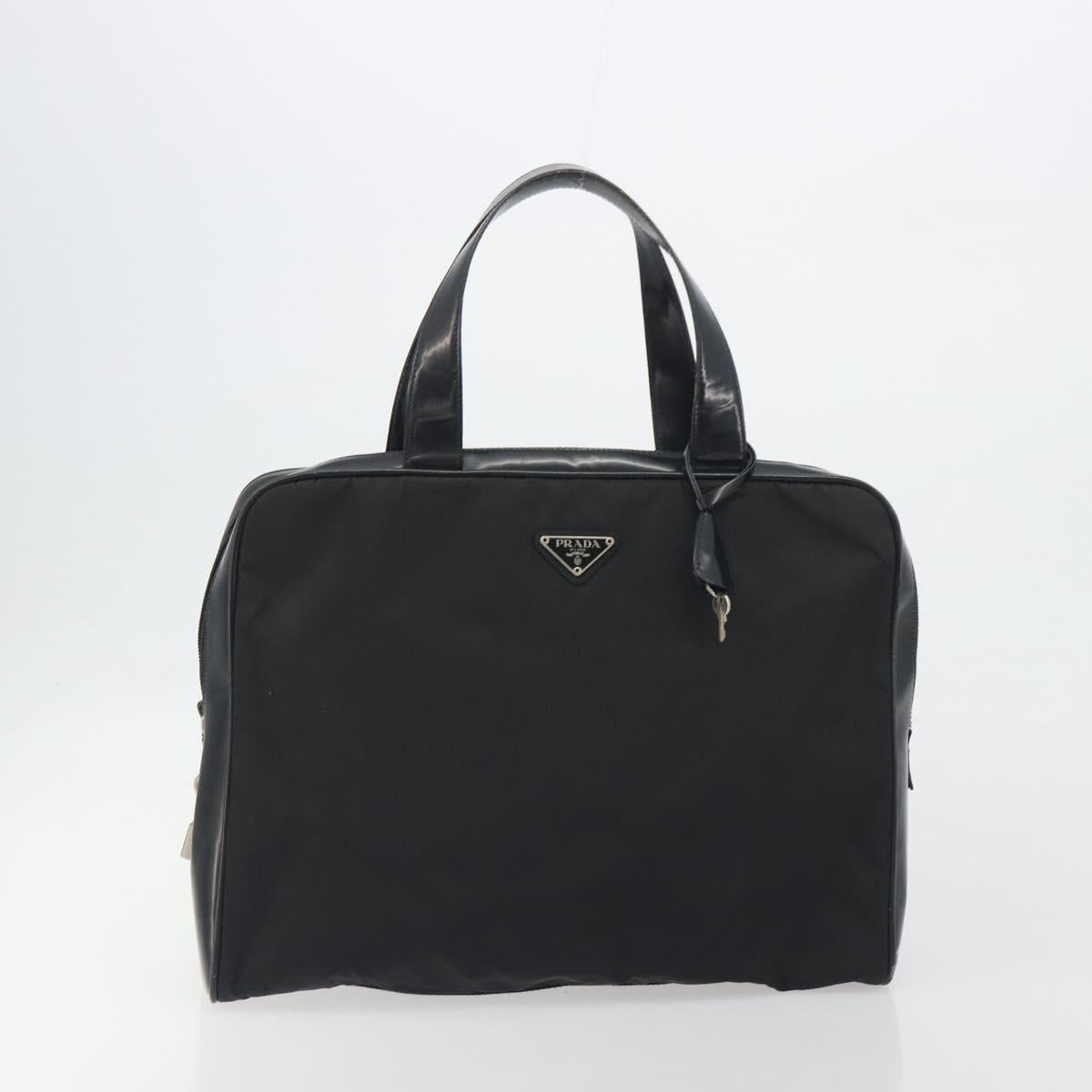 PRADA Hand Bag Nylon Velour 2 Set Black Beige Auth bs36691