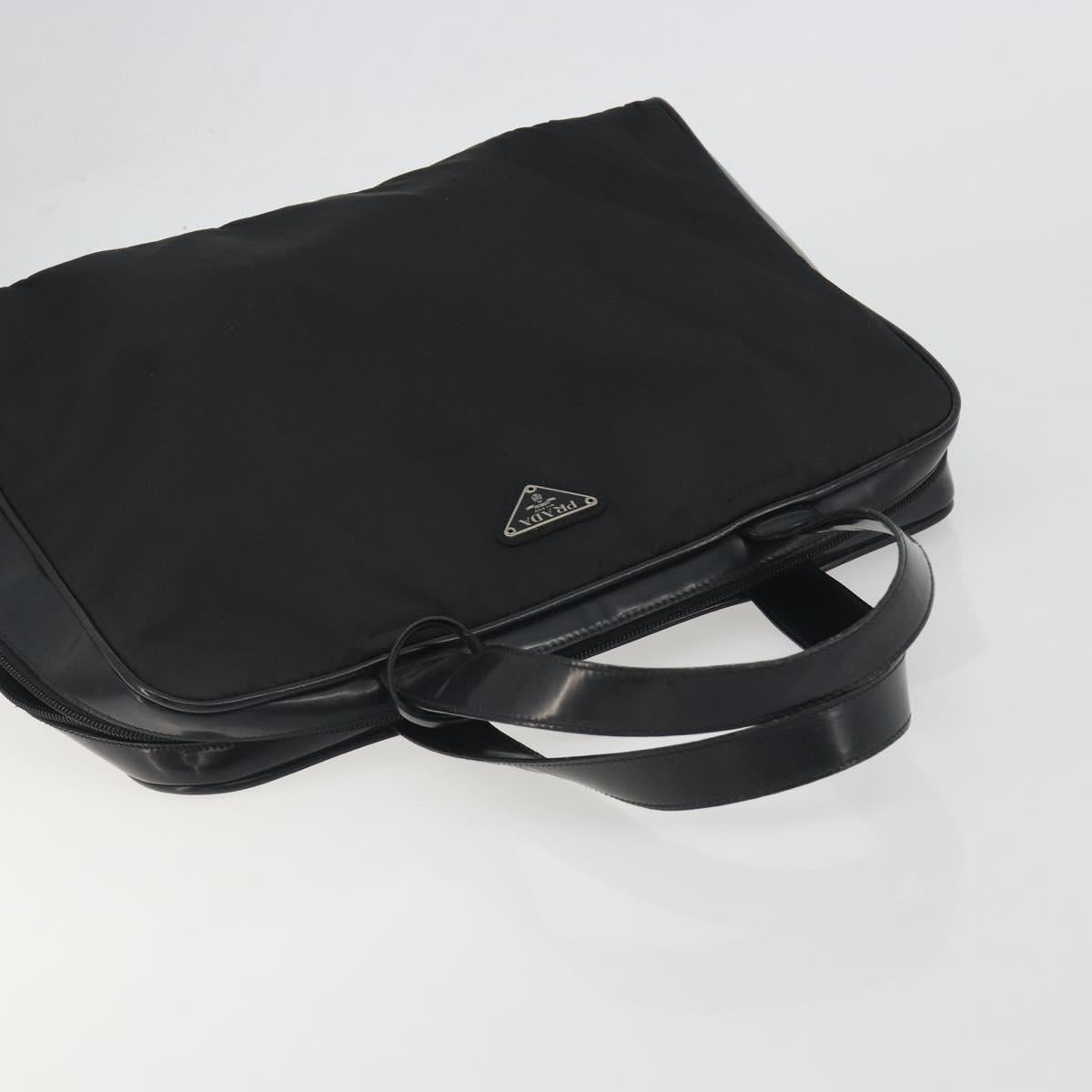 PRADA Hand Bag Nylon Velour 2 Set Black Beige Auth bs36691