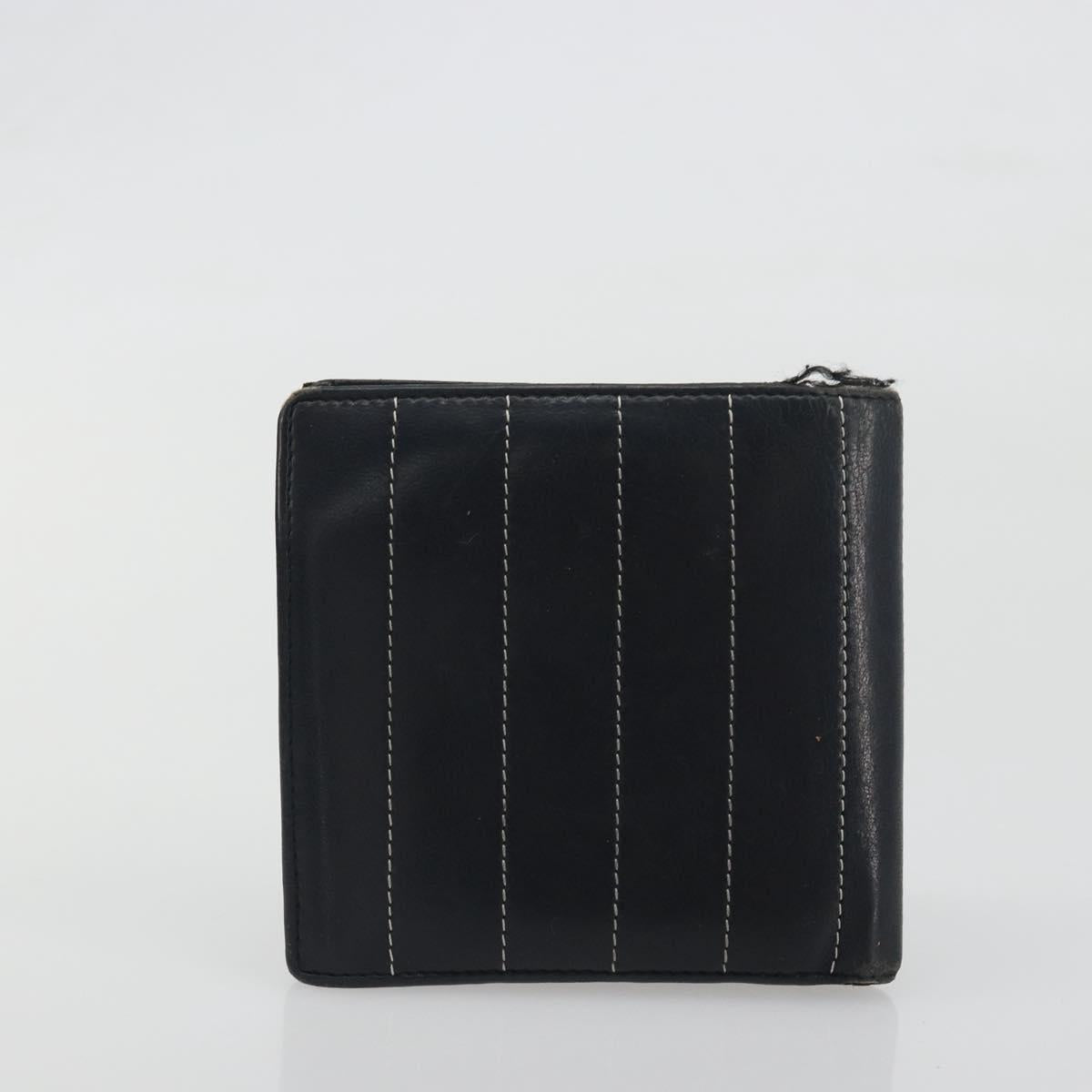 CHANEL Wallet Caviar Skin Leather 3 Set Black CC Auth bs36694