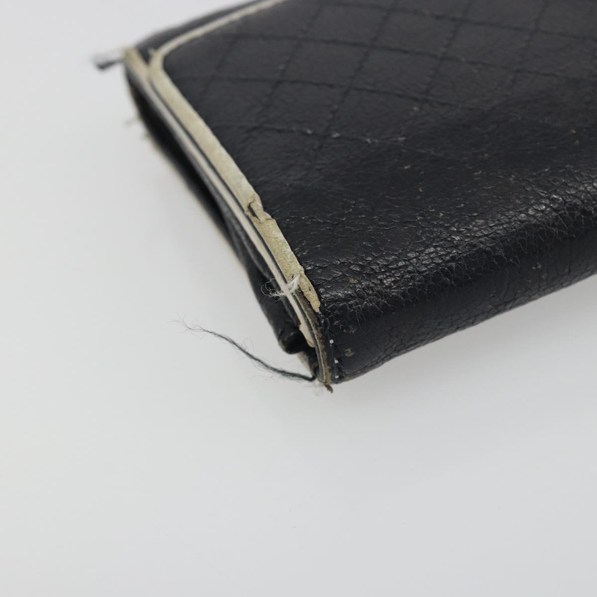 CHANEL Wallet Caviar Skin Leather 3 Set Black CC Auth bs36694