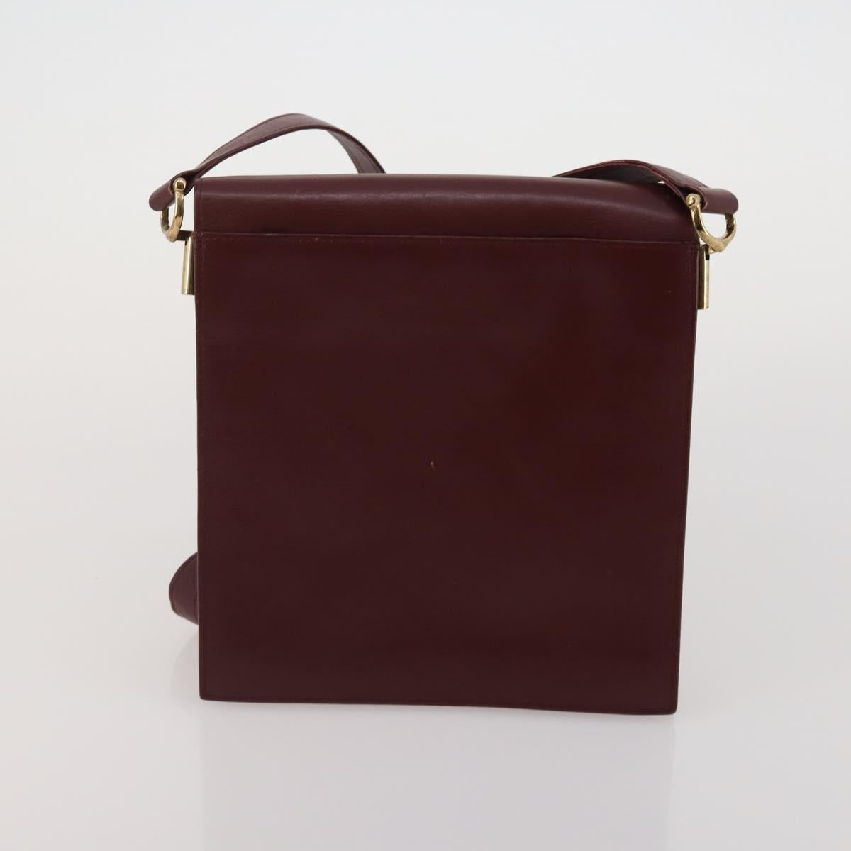 CARTIER Must Line Shoulder Bag Leather 2 Set Bordeaux Auth bs36695