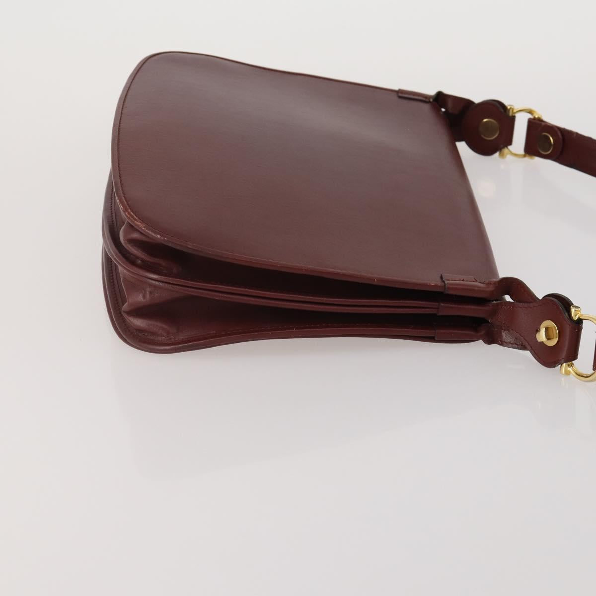 CARTIER Must Line Shoulder Bag Leather 2 Set Bordeaux Auth bs36695