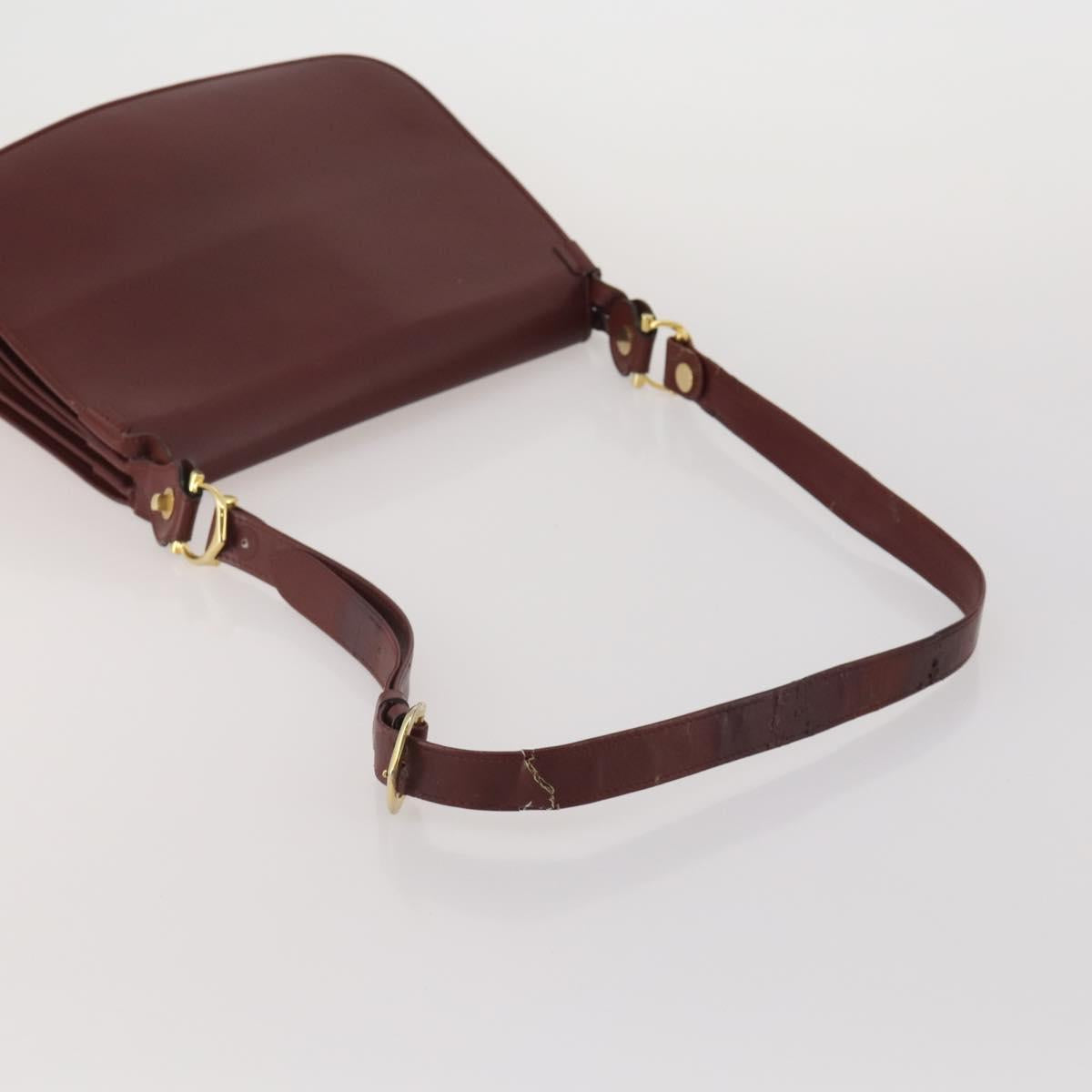 CARTIER Must Line Shoulder Bag Leather 2 Set Bordeaux Auth bs36695