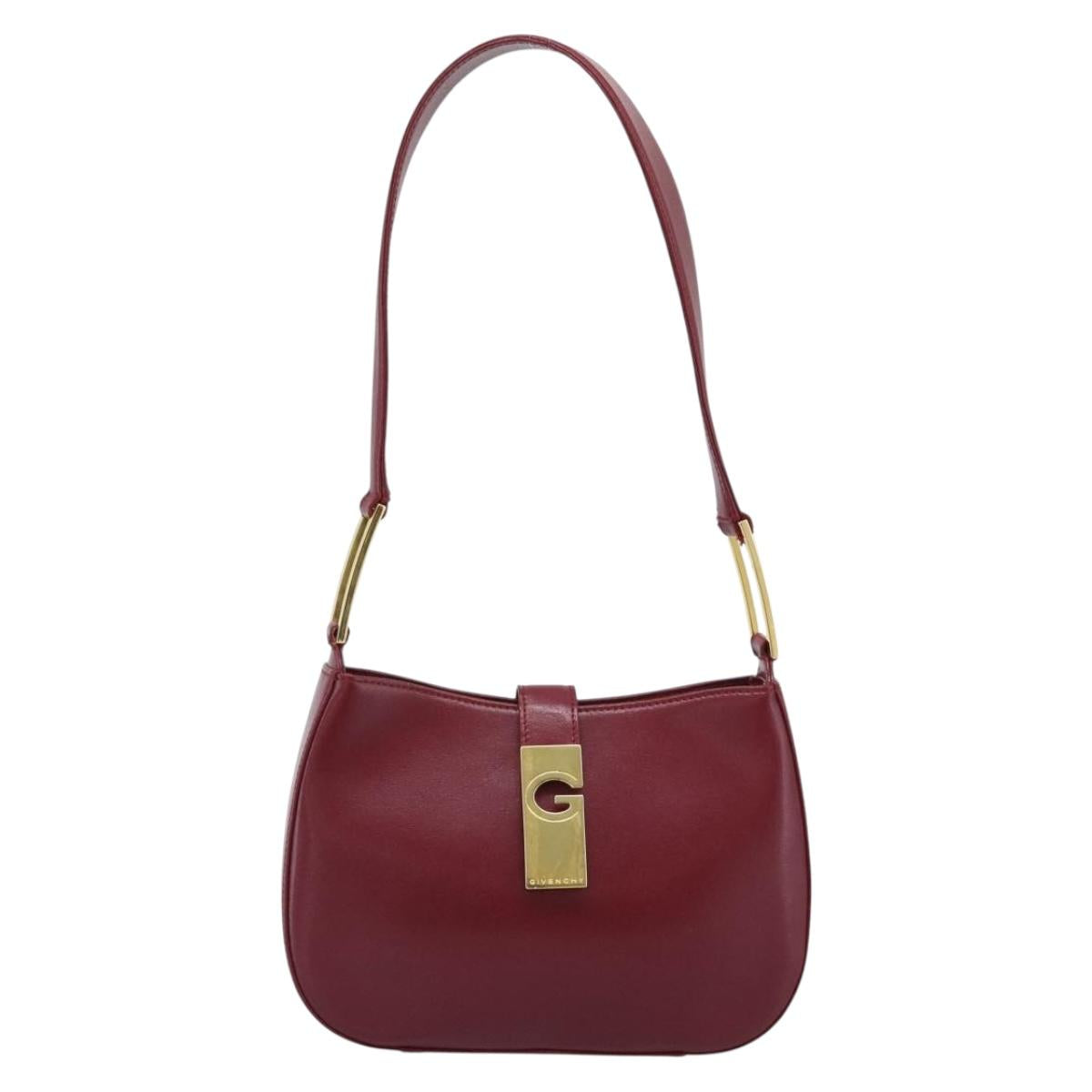 GIVENCHY Shoulder Bag Leather Red Gold Auth bs36712A