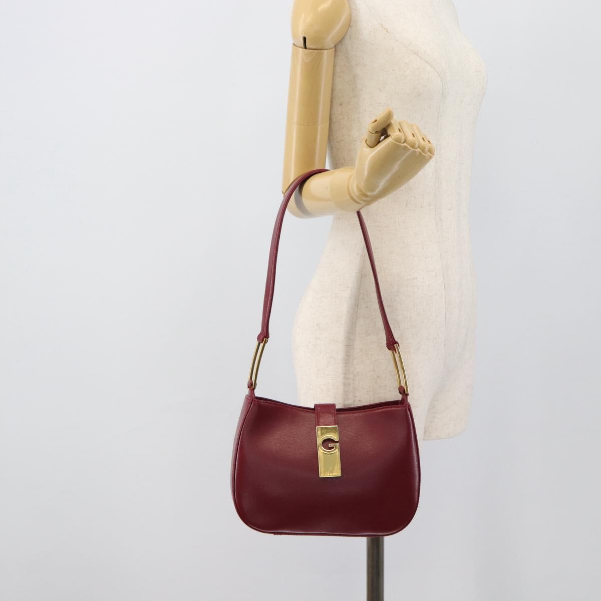 GIVENCHY Shoulder Bag Leather Red Gold Auth bs36712A