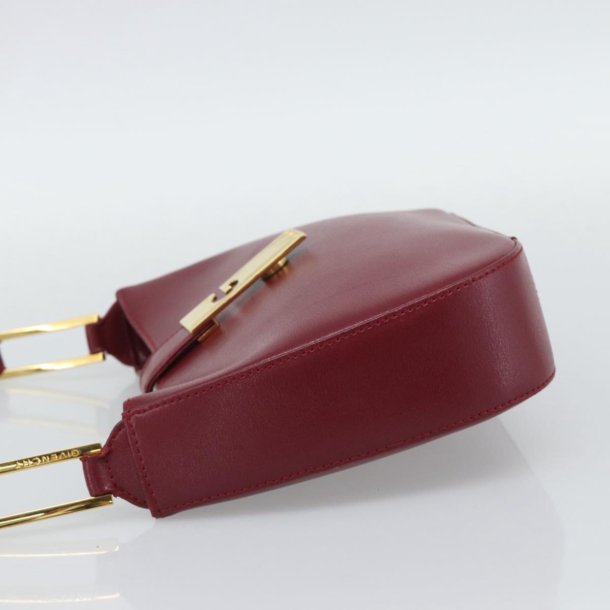 GIVENCHY Shoulder Bag Leather Red Gold Auth bs36712A
