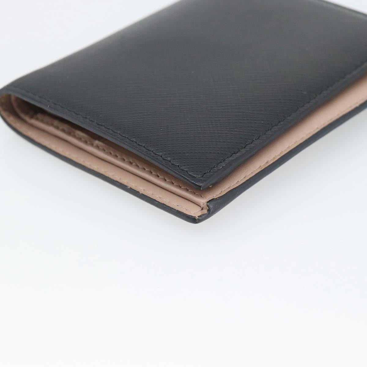 PRADA Bifold Wallet Safiano Leather Black Gold Auth bs36713A