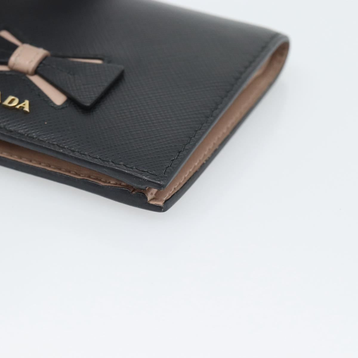 PRADA Bifold Wallet Safiano Leather Black Gold Auth bs36713A