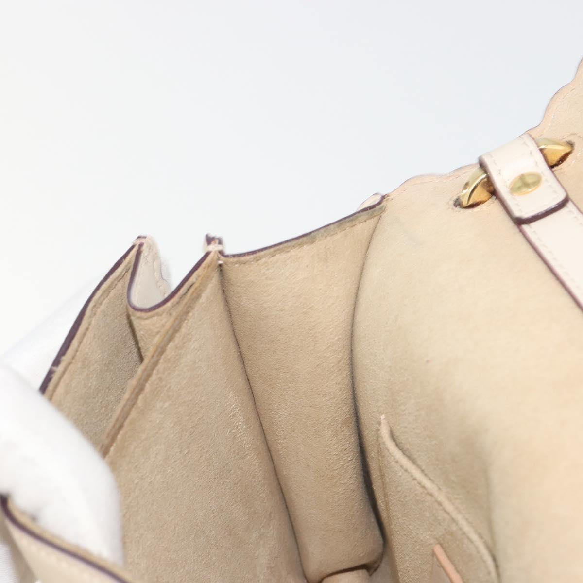 FENDI Chain Shoulder Bag Leather Beige Gold Auth bs36715