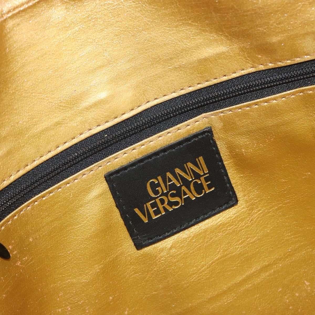 Gianni Versace Tote Bag PVC Canvas Yellow Gold Auth bs36718