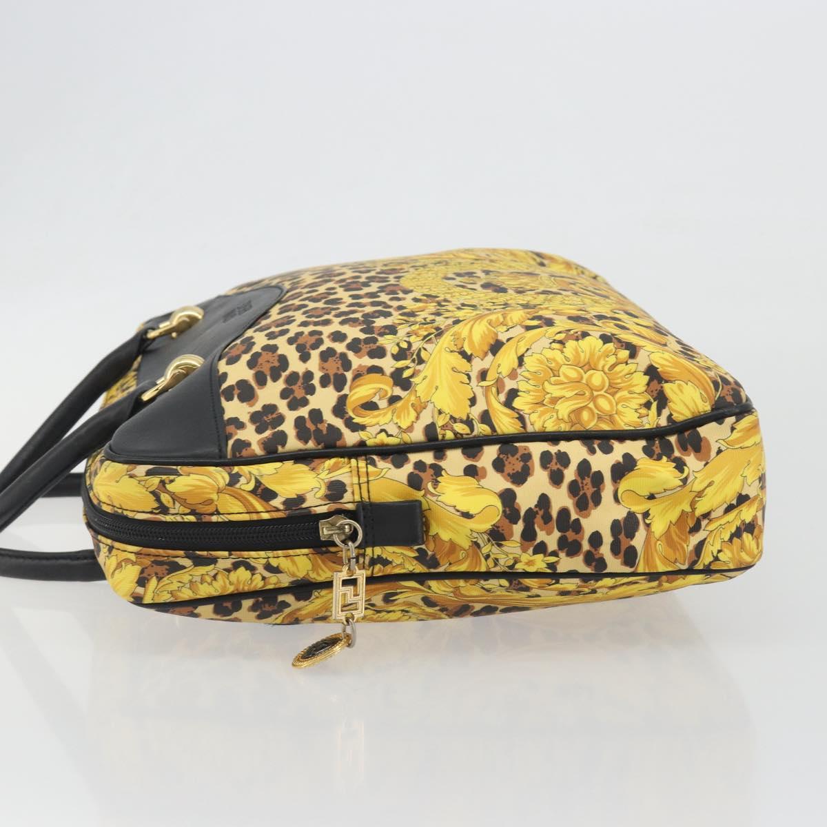 Gianni Versace Tote Bag PVC Canvas Yellow Gold Auth bs36718