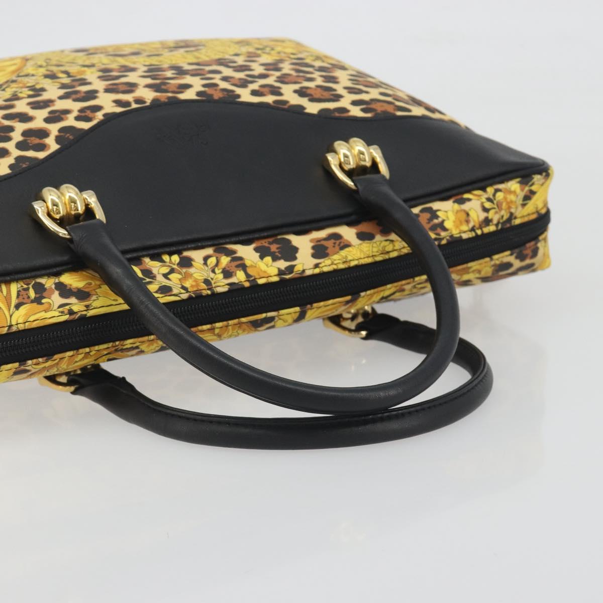 Gianni Versace Tote Bag PVC Canvas Yellow Gold Auth bs36718