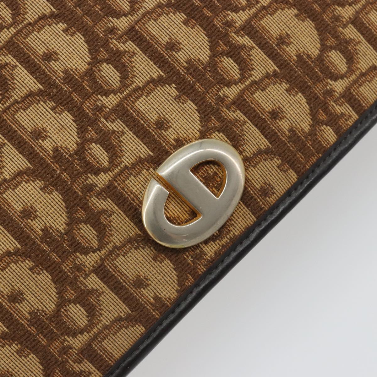 Christian Dior Trotter Canvas Chain Shoulder Bag Beige Gold Auth bs36726