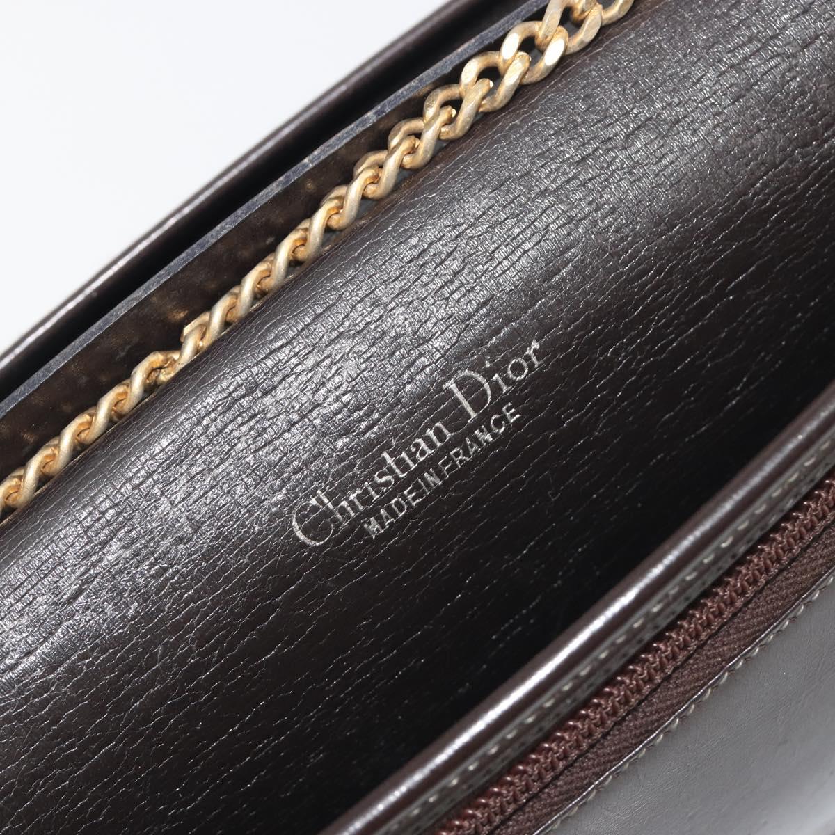 Christian Dior Trotter Canvas Chain Shoulder Bag Beige Gold Auth bs36726
