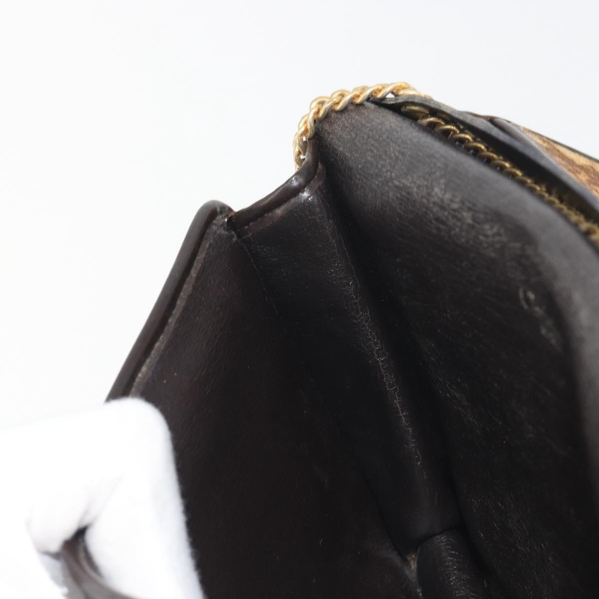 Christian Dior Trotter Canvas Chain Shoulder Bag Beige Gold Auth bs36726