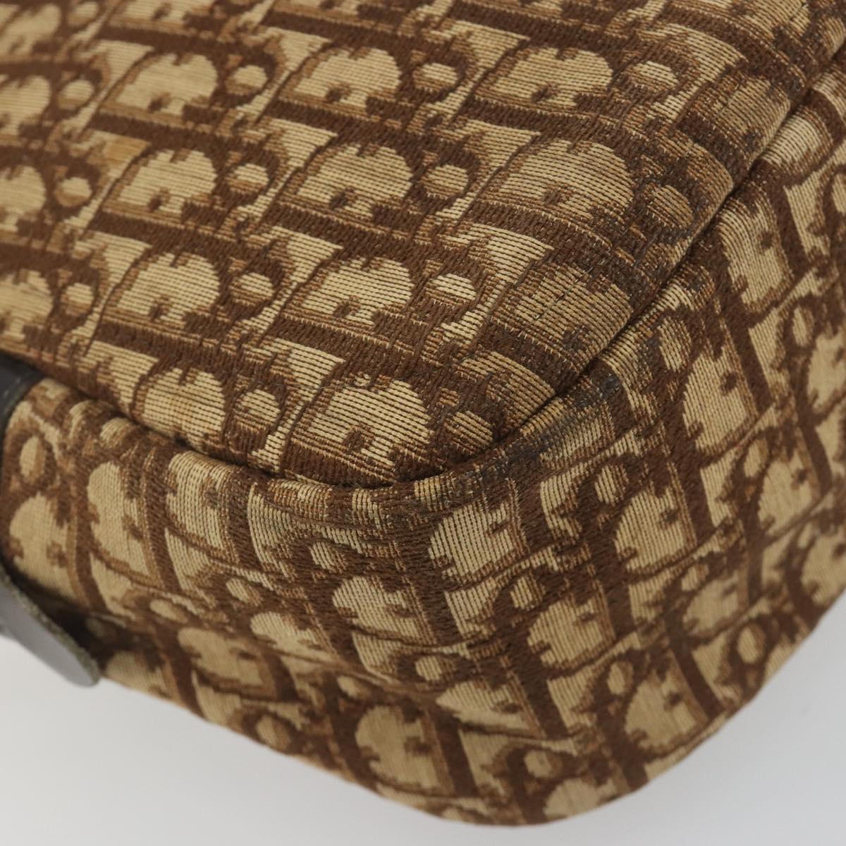 Christian Dior Trotter Canvas Shoulder Bag Brown Gold Auth bs36727