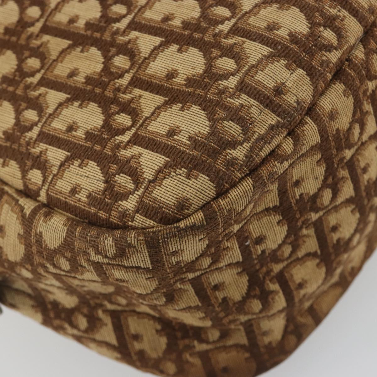 Christian Dior Trotter Canvas Shoulder Bag Brown Gold Auth bs36727