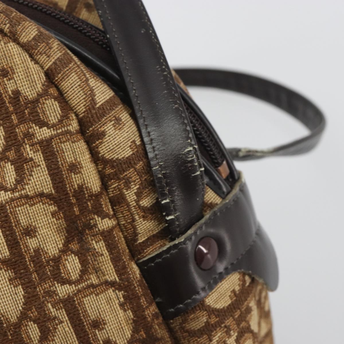 Christian Dior Trotter Canvas Shoulder Bag Brown Gold Auth bs36727