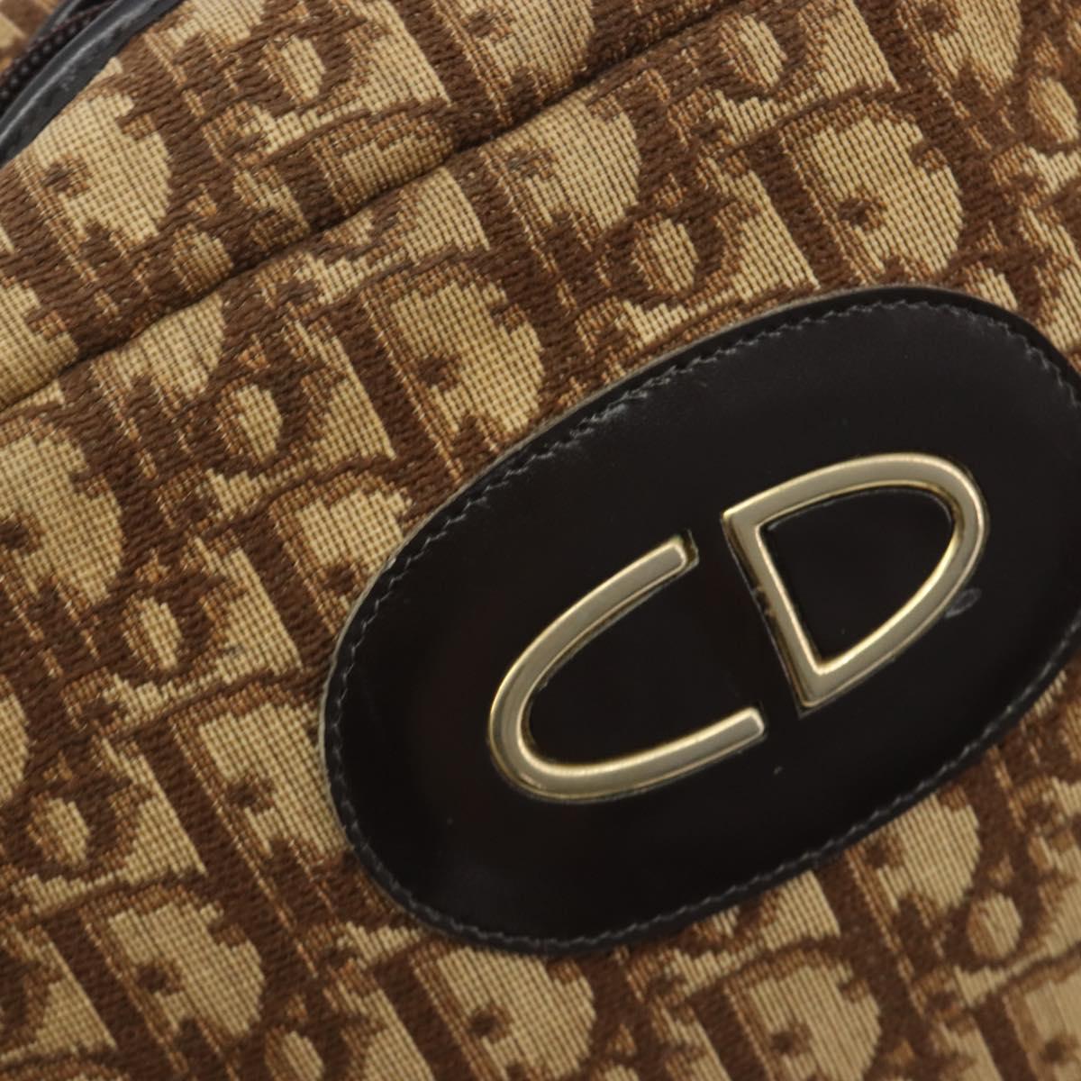Christian Dior Trotter Canvas Shoulder Bag Brown Gold Auth bs36727
