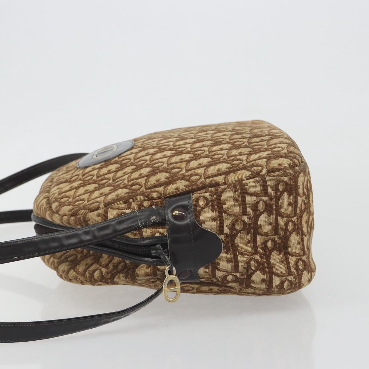 Christian Dior Trotter Canvas Shoulder Bag Brown Gold Auth bs36727