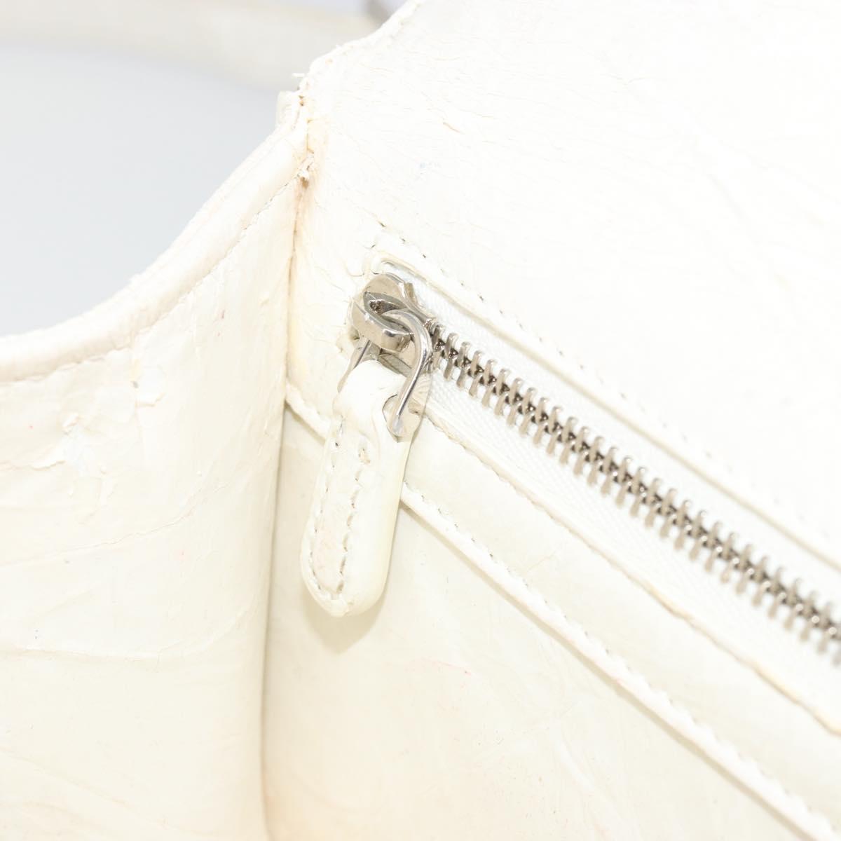 Christian Dior Chain Shoulder Bag Leather White Gold Auth bs36728