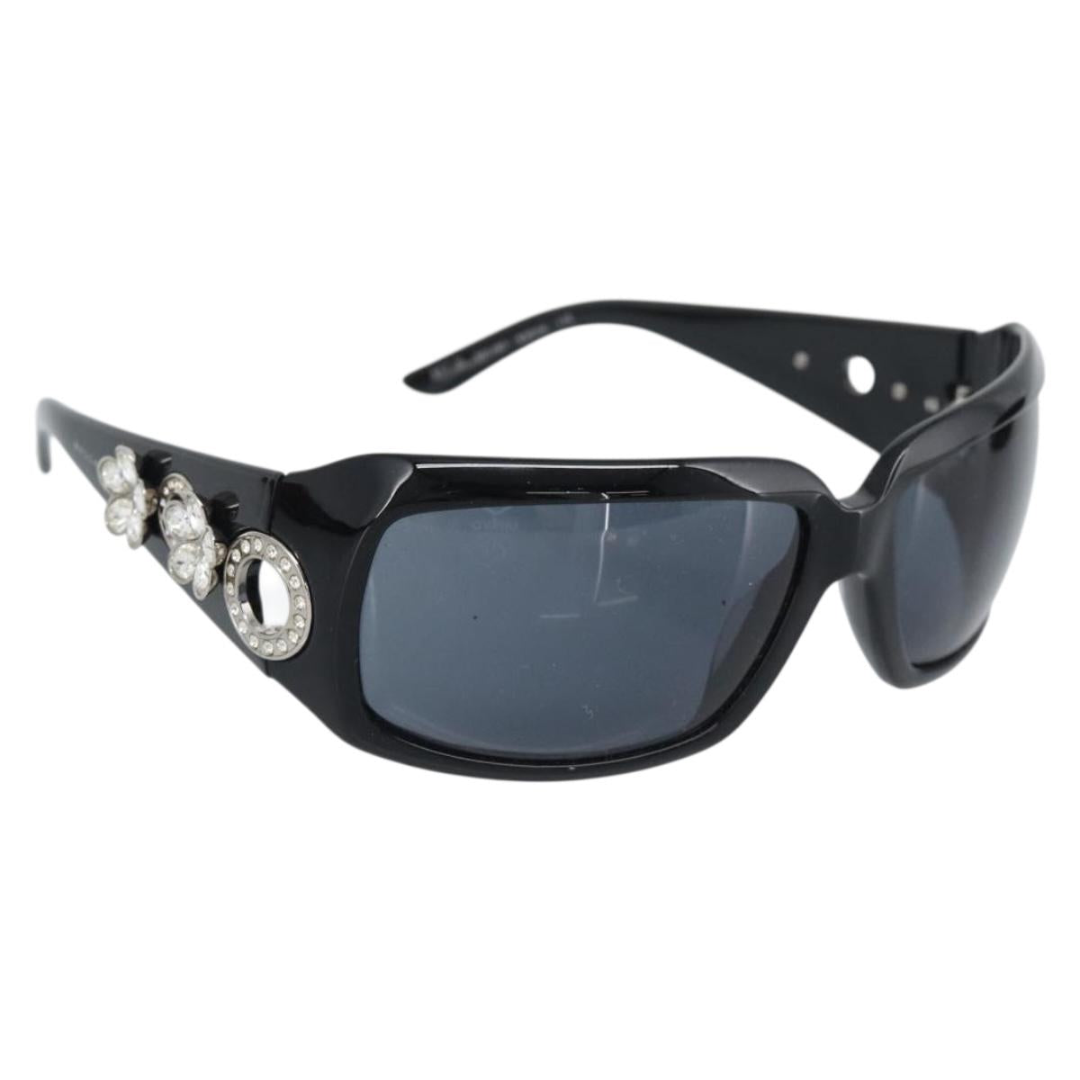 BVLGARI Sunglasses Plastic Black Silver Auth bs36734