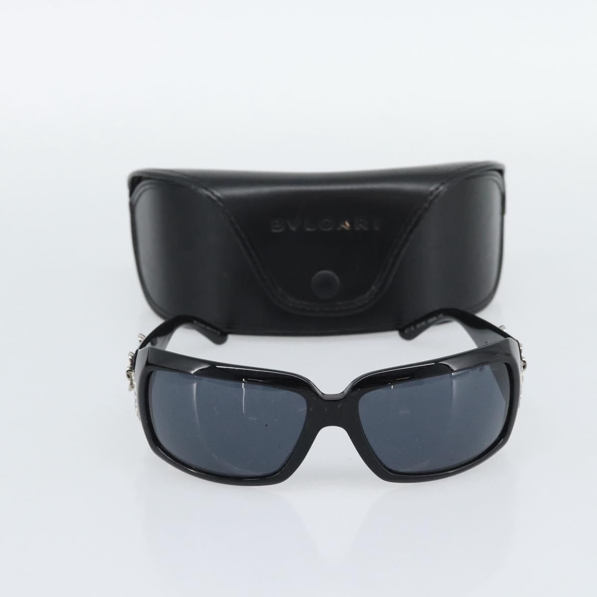 BVLGARI Sunglasses Plastic Black Silver Auth bs36734