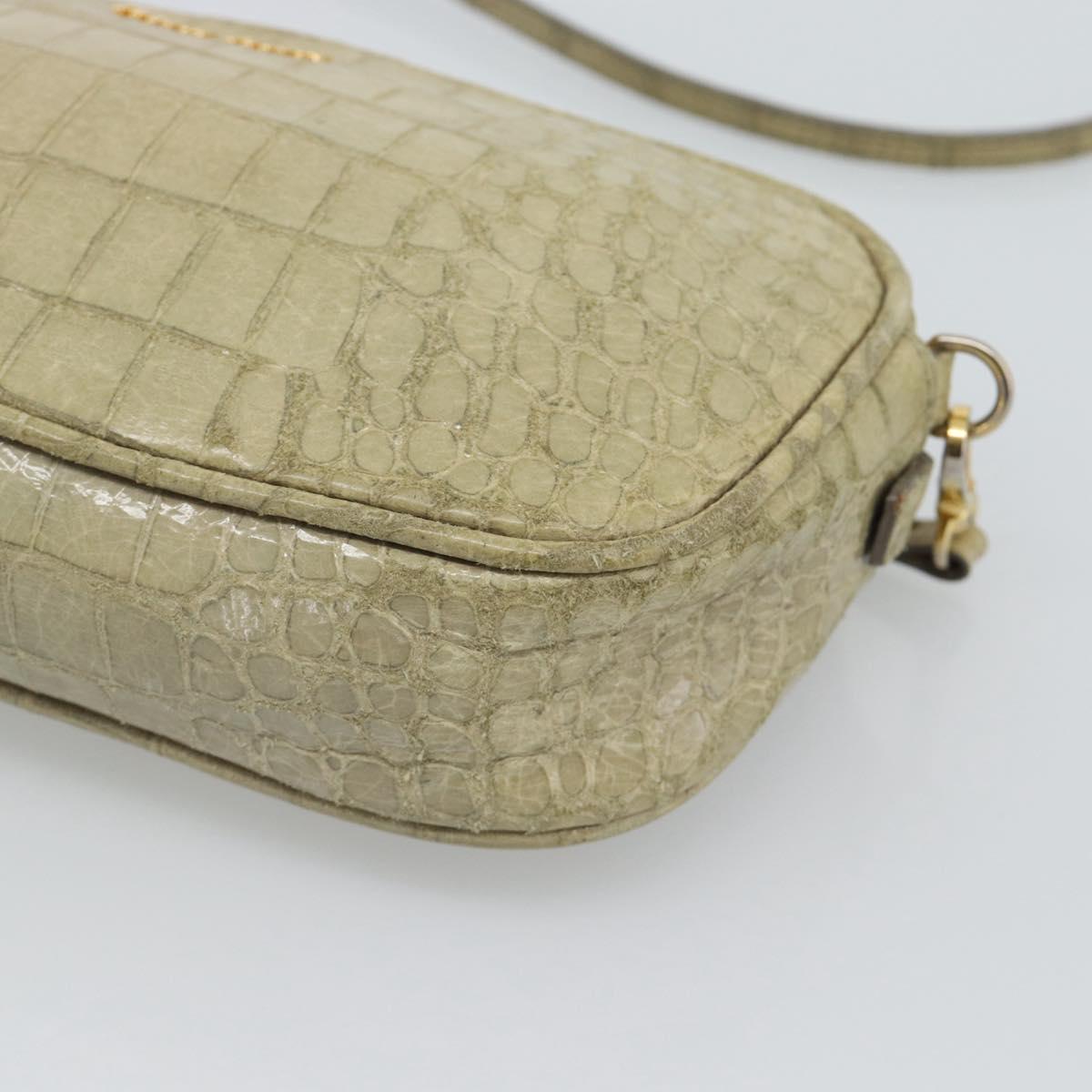 Miu Miu Shoulder Bag Leather Beige Gold Auth bs36735