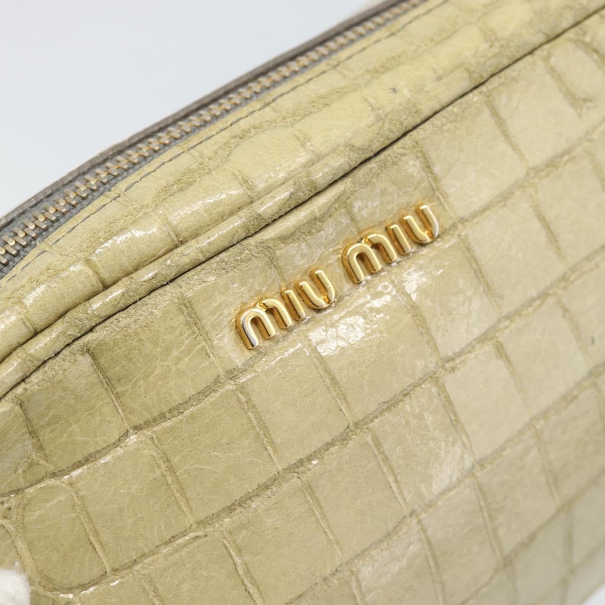 Miu Miu Shoulder Bag Leather Beige Gold Auth bs36735