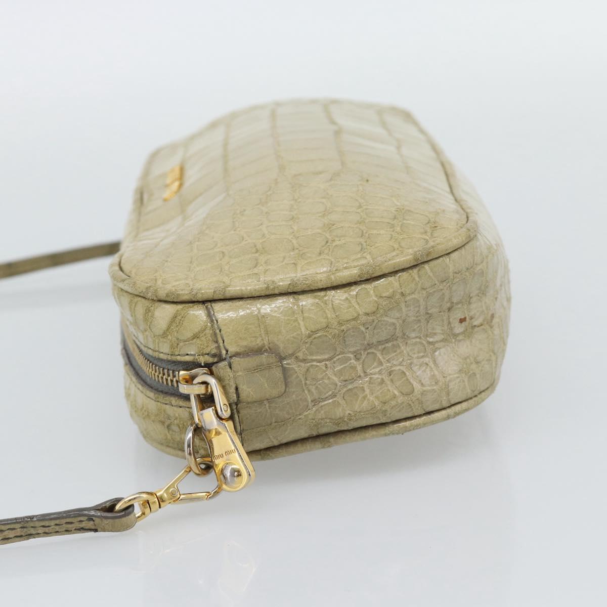 Miu Miu Shoulder Bag Leather Beige Gold Auth bs36735