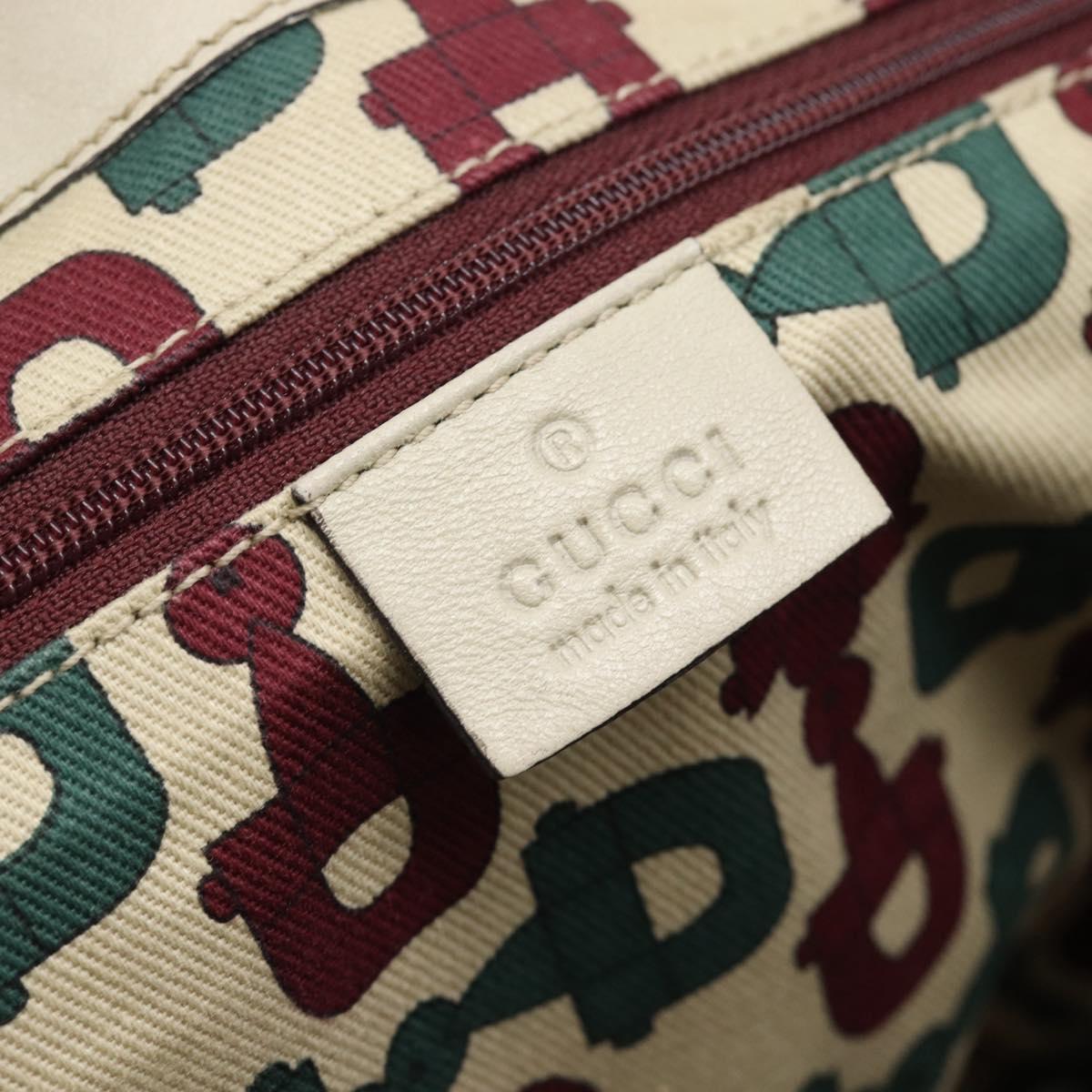 GUCCI GG Canvas Guccissima Shoulder Bag White Gold 212572 Auth bs36736