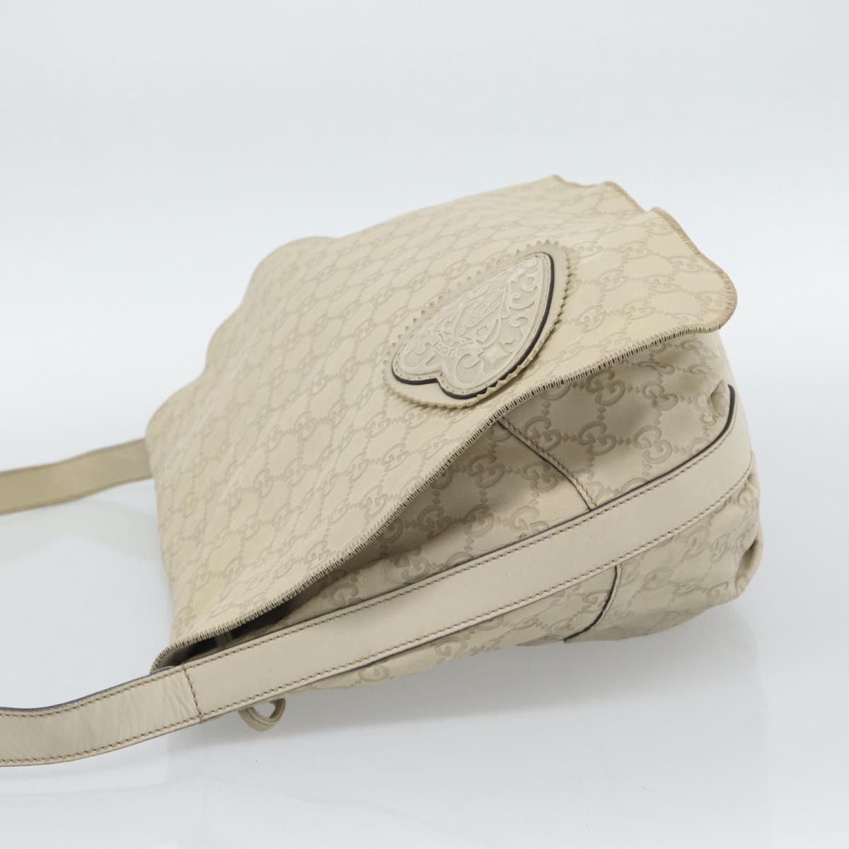 GUCCI GG Canvas Guccissima Shoulder Bag White Gold 212572 Auth bs36736