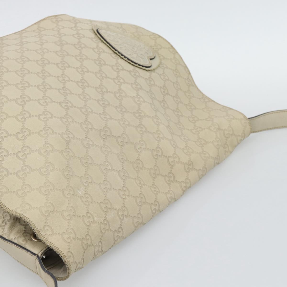 GUCCI GG Canvas Guccissima Shoulder Bag White Gold 212572 Auth bs36736