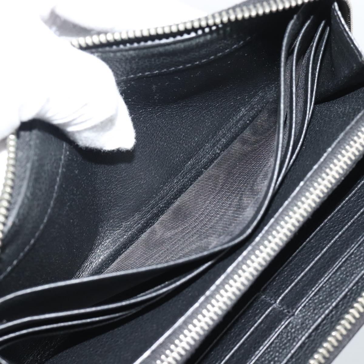 SAINT LAURENT Long Wallet Leather Black Silver Auth bs36739