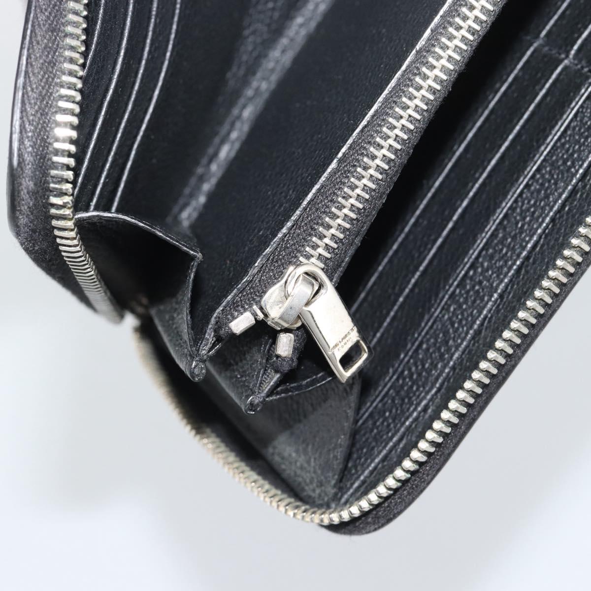 SAINT LAURENT Long Wallet Leather Black Silver Auth bs36739