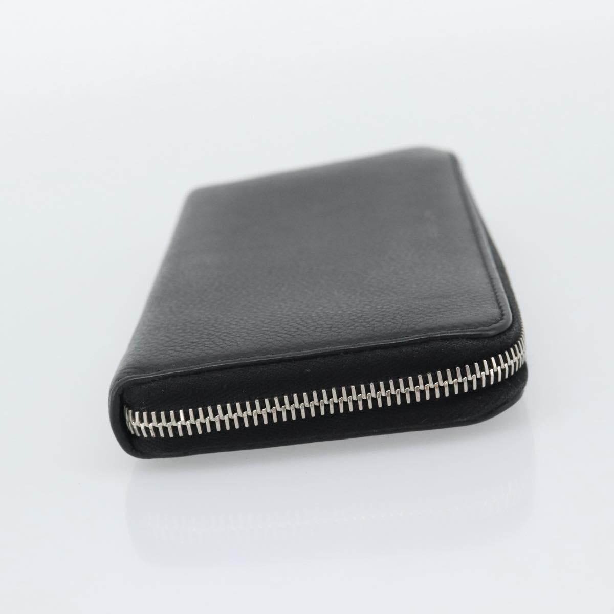 SAINT LAURENT Long Wallet Leather Black Silver Auth bs36739