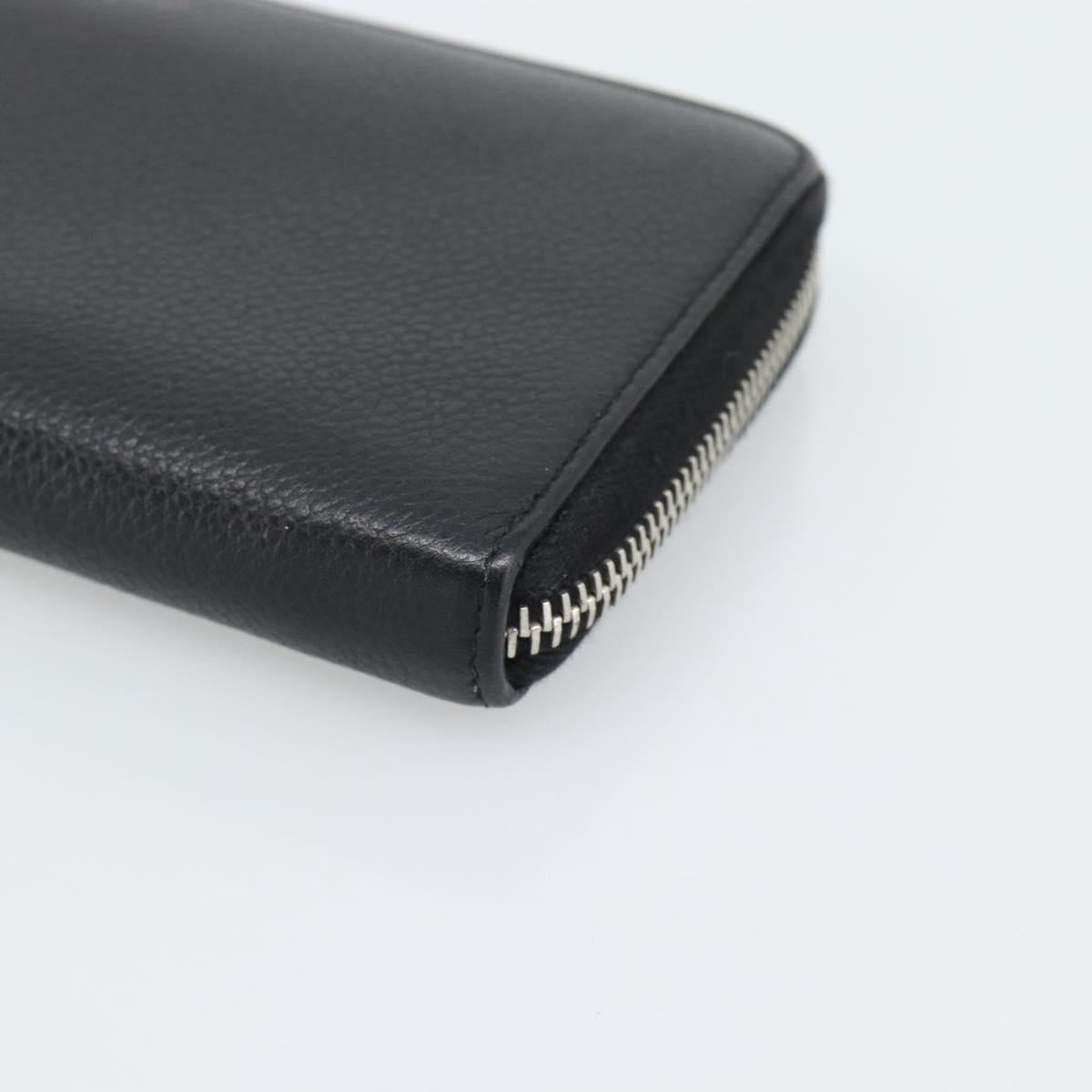 SAINT LAURENT Long Wallet Leather Black Silver Auth bs36739