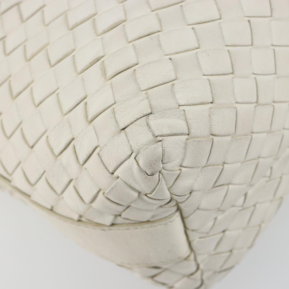 BOTTEGA VENETA INTRECCIATO Hand Bag Leather White Gold Auth bs36742