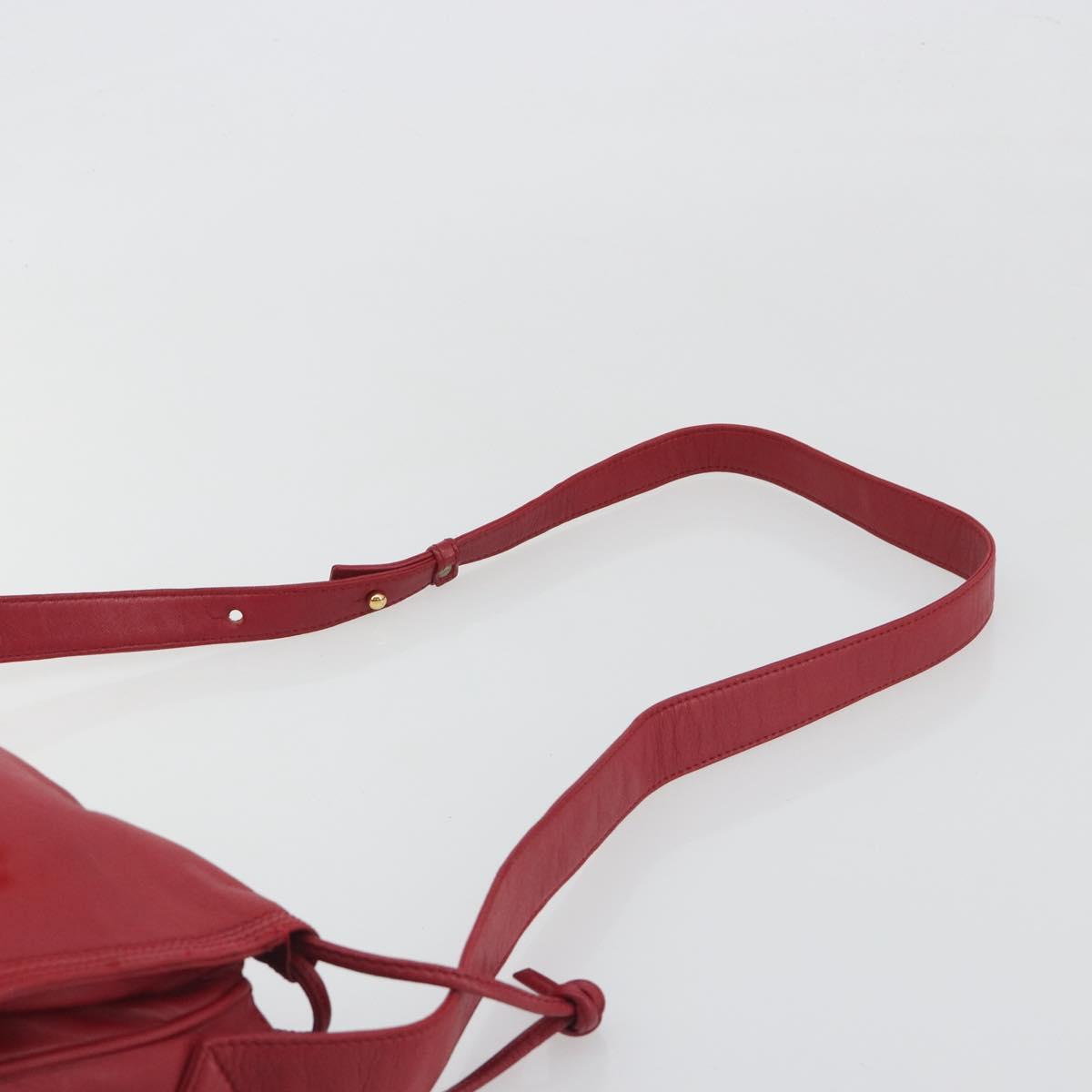 LOEWE Shoulder Bag Leather Red Gold Auth bs36743A