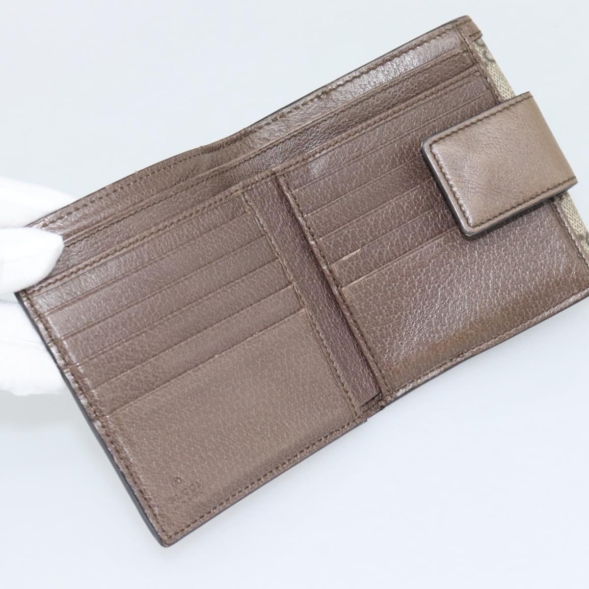 GUCCI Ophdia GG Web Sherry Line Wallet PVC Beige Gold 523173 Auth bs36745