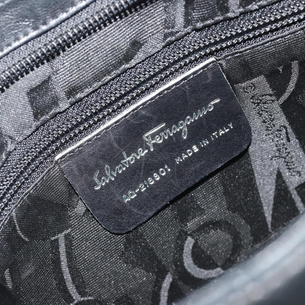 Salvatore Ferragamo Shoulder Bag Leather Black Silver Auth bs36748